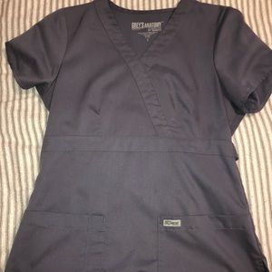 Small Charcoal gray greys anatomy scrub top